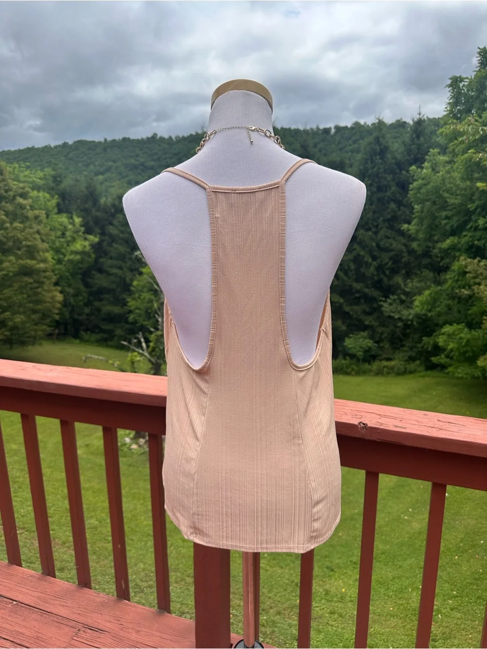 Free People Soft Tan V-Neck Ribbed Cami